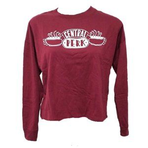 F•R•I•E•N•D•S Central Perk Maroon Crop Coffee Graphic Tee Sz M